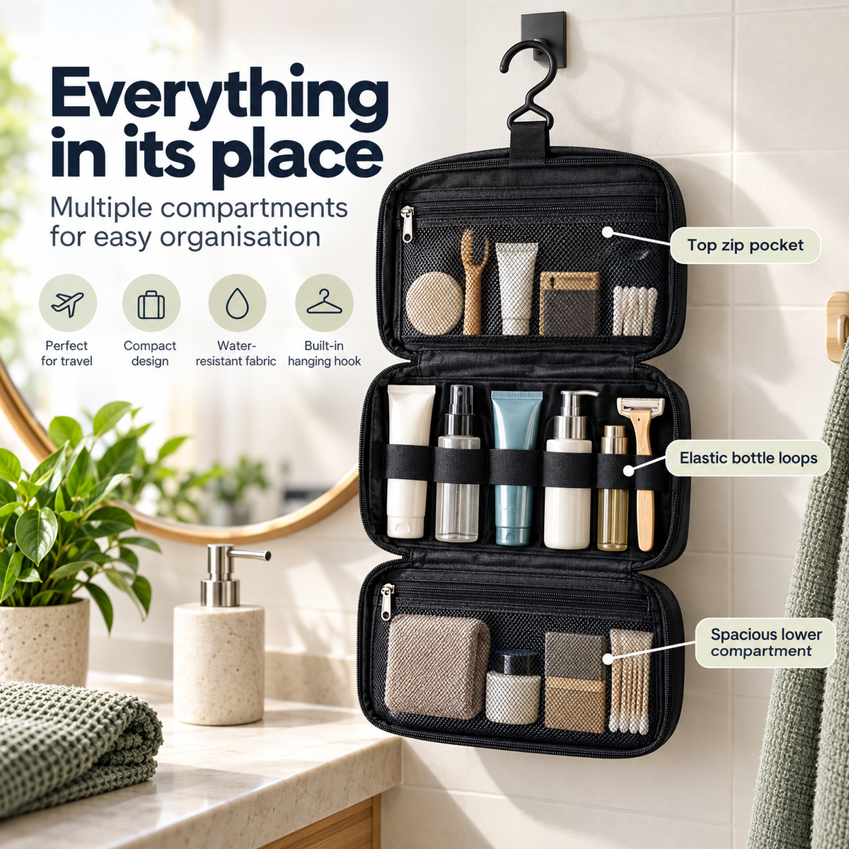 Hanging Travel Toiletry Organiser