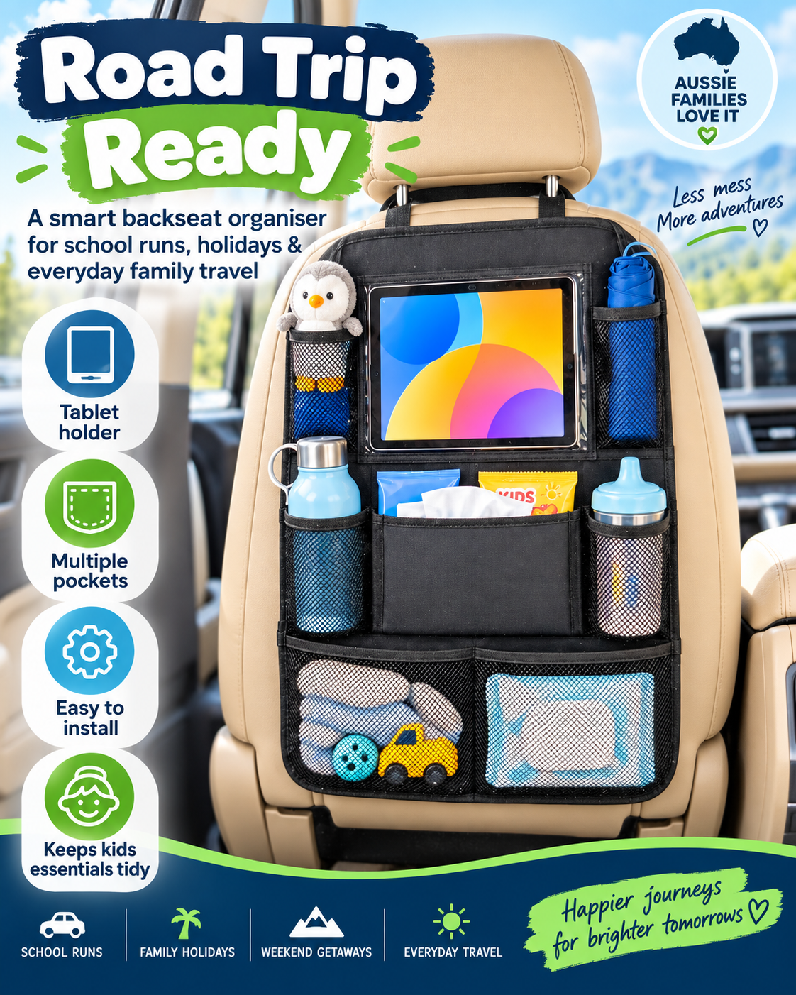 Car Back Seat Organiser with Tablet Holder