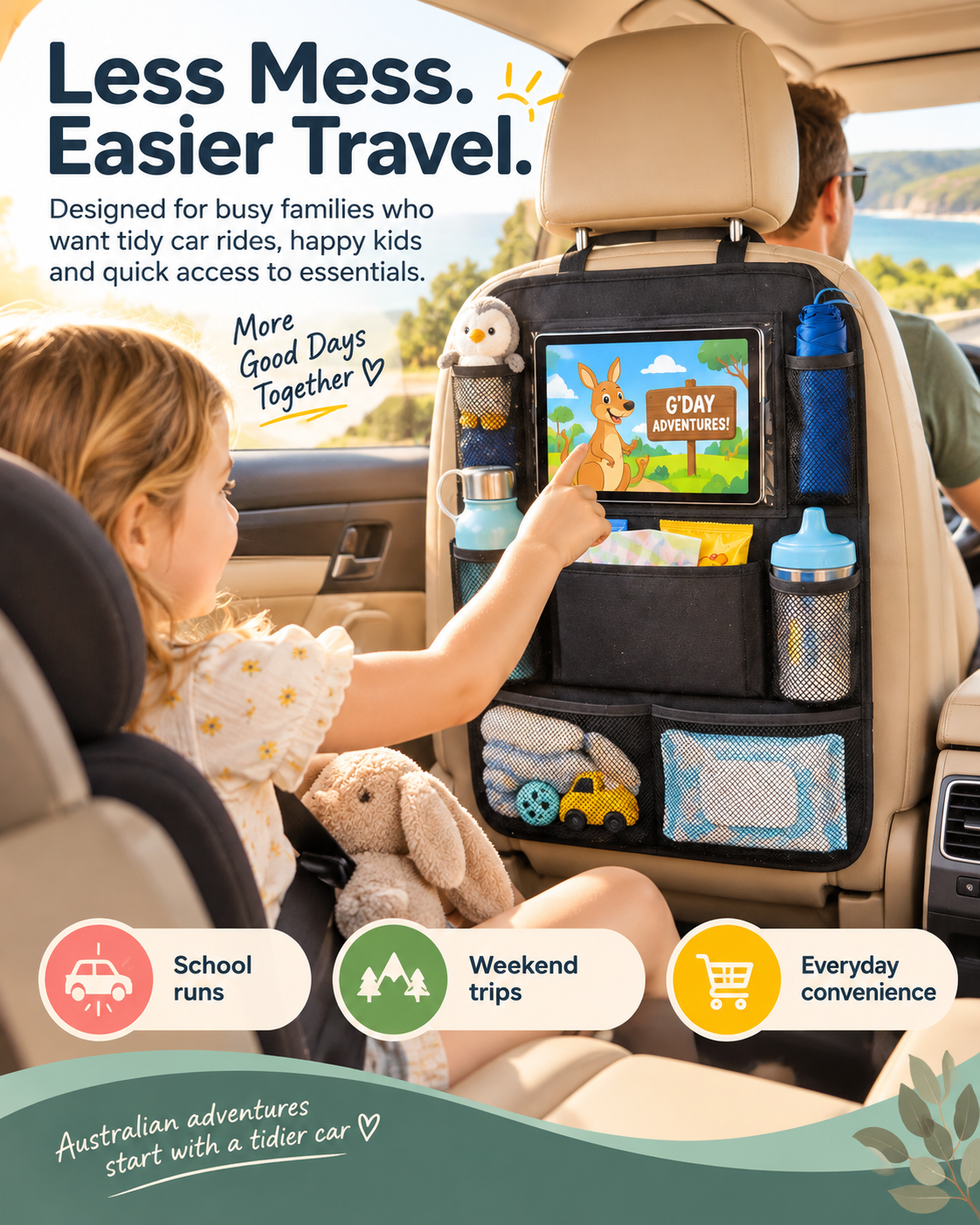 Car Back Seat Organiser with Tablet Holder